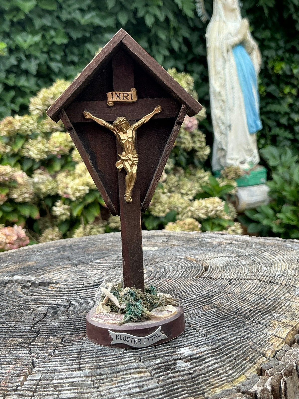 Vintage Houten Kruisbeeld ❤️ Souvenir Kloster Ettal, Ophalen of Verzenden