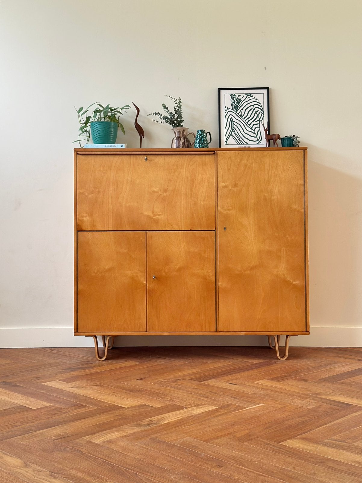 Vintage Pastoe CB01 kast Cees Braakman Berken jaren 50/60/70, Ophalen, Gebruikt, 100 tot 150 cm, Minder dan 150 cm