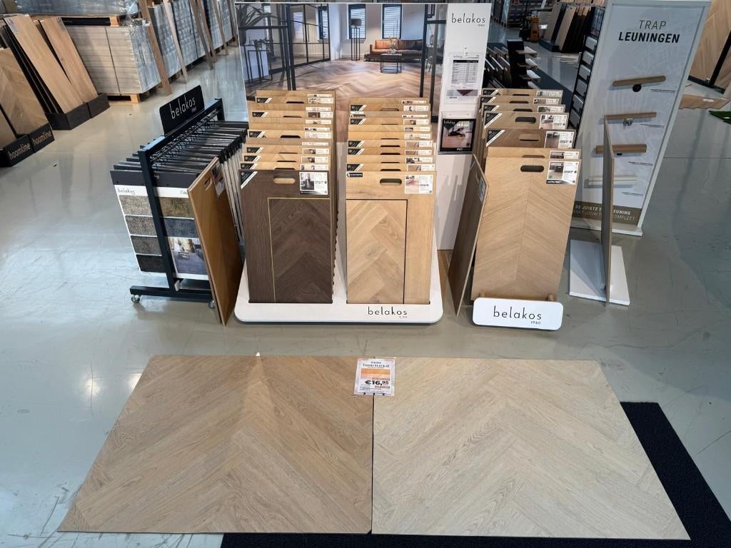 RESTPARTIJ Belakos PVC plak Visgraat | €16,75/m2, Doe-het-zelf en Verbouw, Kunststof, 50 tot 150 cm, 4131 NH, Overige typen