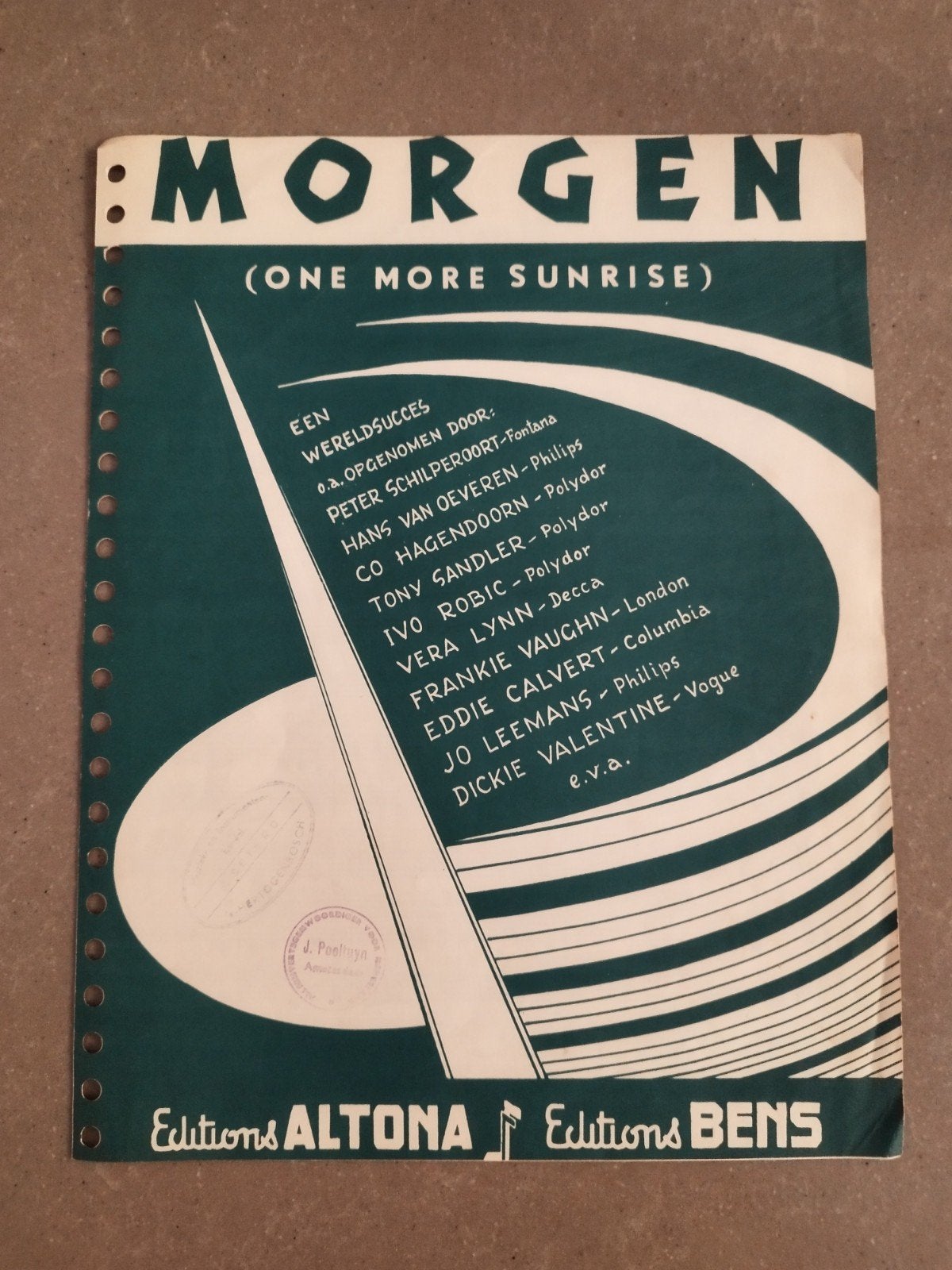 Bladmuziek - Morgen - ( one more sunrise), Ophalen of Verzenden, Artiest of Componist