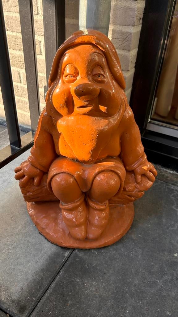 Oranje tuinkabouter - Decoratieve kabouter voor buiten, Tuin en Terras, Tuinbeelden, Gebruikt, Tuinkabouter, Beton, Ophalen