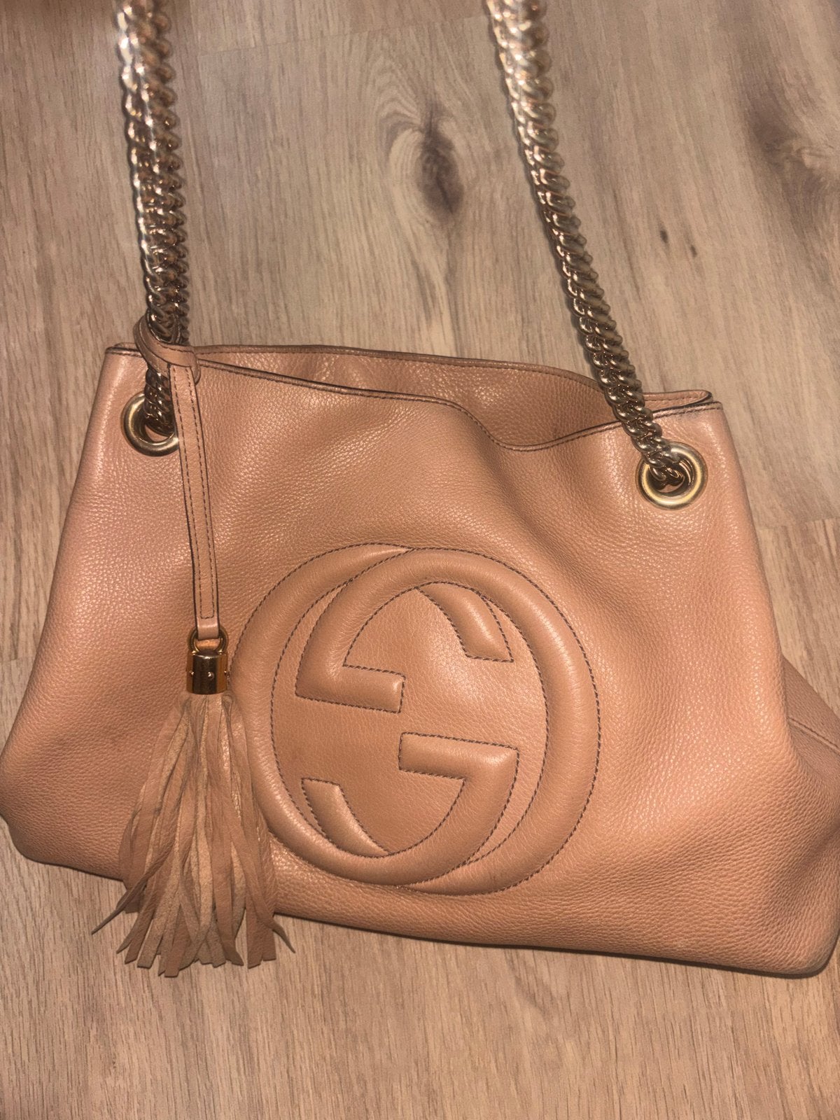 Originele Gucci Soho Schoudertas - Spotprijs!, Sieraden, Tassen en Uiterlijk, Ophalen, Gebruikt, Beige, Schoudertasje