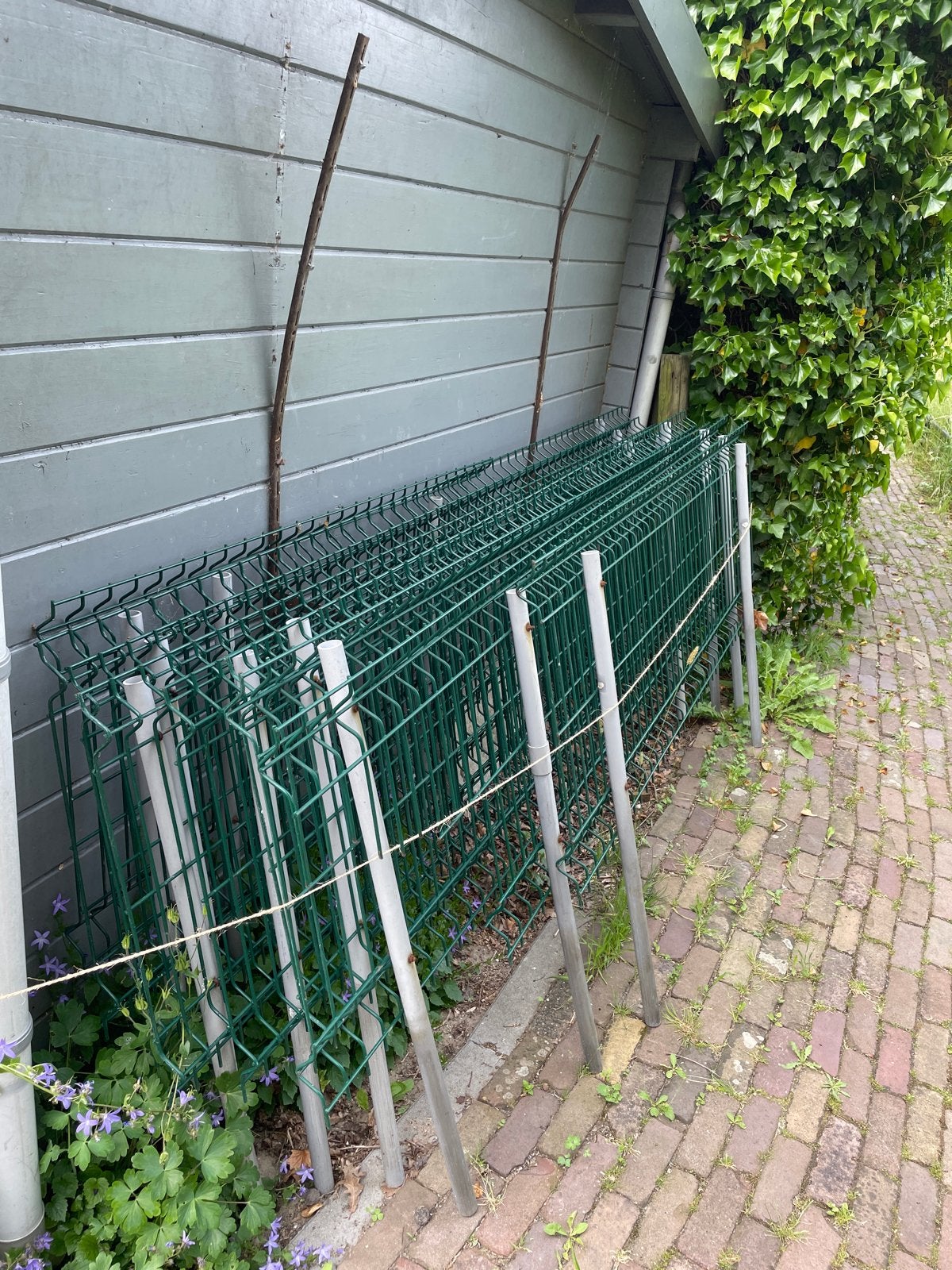 Metalen hekwerk staal geplastificeerd met PVC palen, Ophalen, Gebruikt, Overige materialen, Gaashekwerk