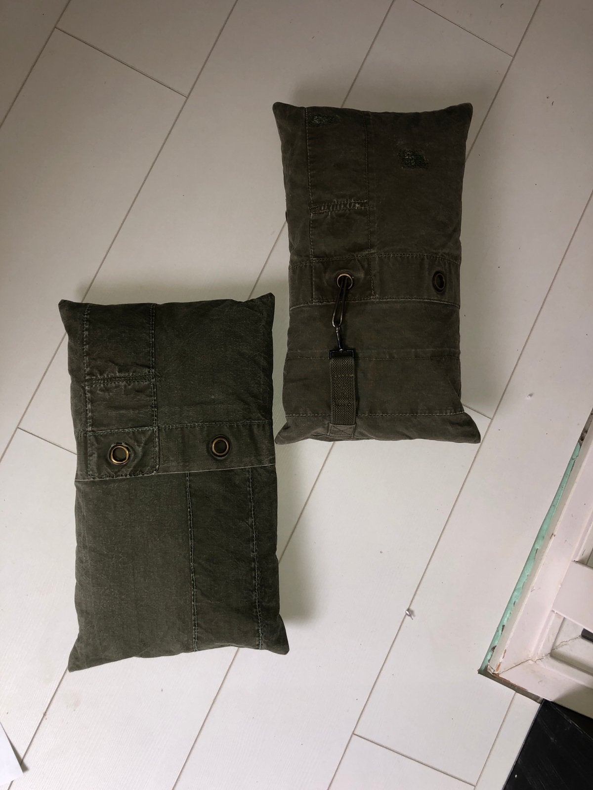 Vintage leger canvas sierkussens - Zeer goede staat, Zo goed als nieuw, Sierkussen, Rechthoekig, Groen