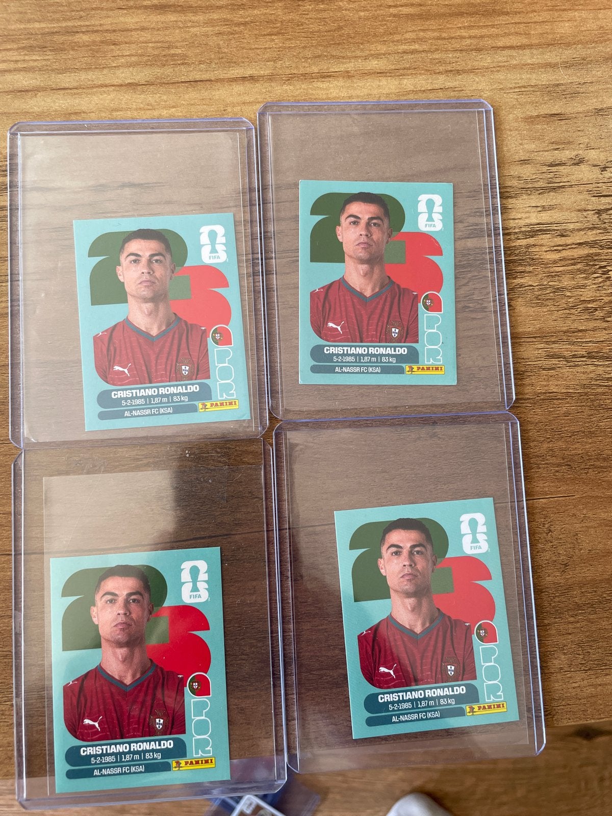 4x Cristiano Ronaldo Panini Kaarten, Ophalen of Verzenden, Zo goed als nieuw, Buitenlandse clubs, Spelerskaart