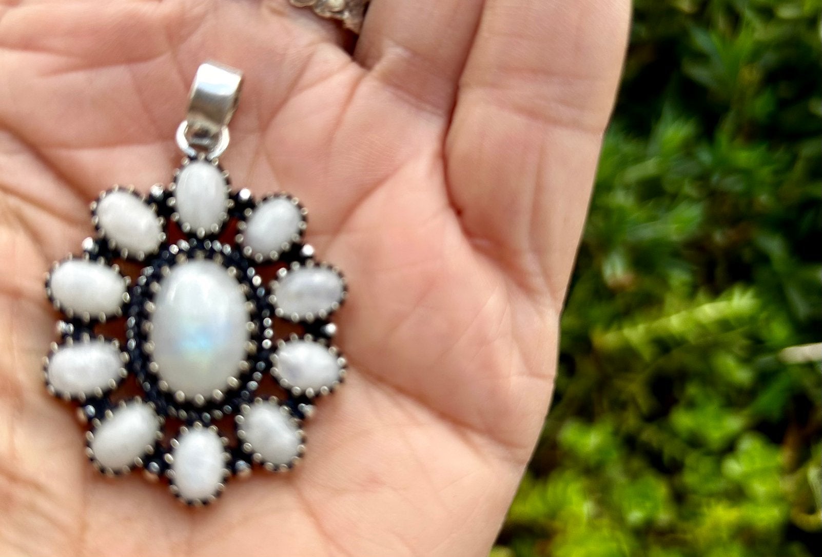 Prachtige maansteenhanger 925, Sieraden, Tassen en Uiterlijk, Ophalen of Verzenden, Zo goed als nieuw, Zilver