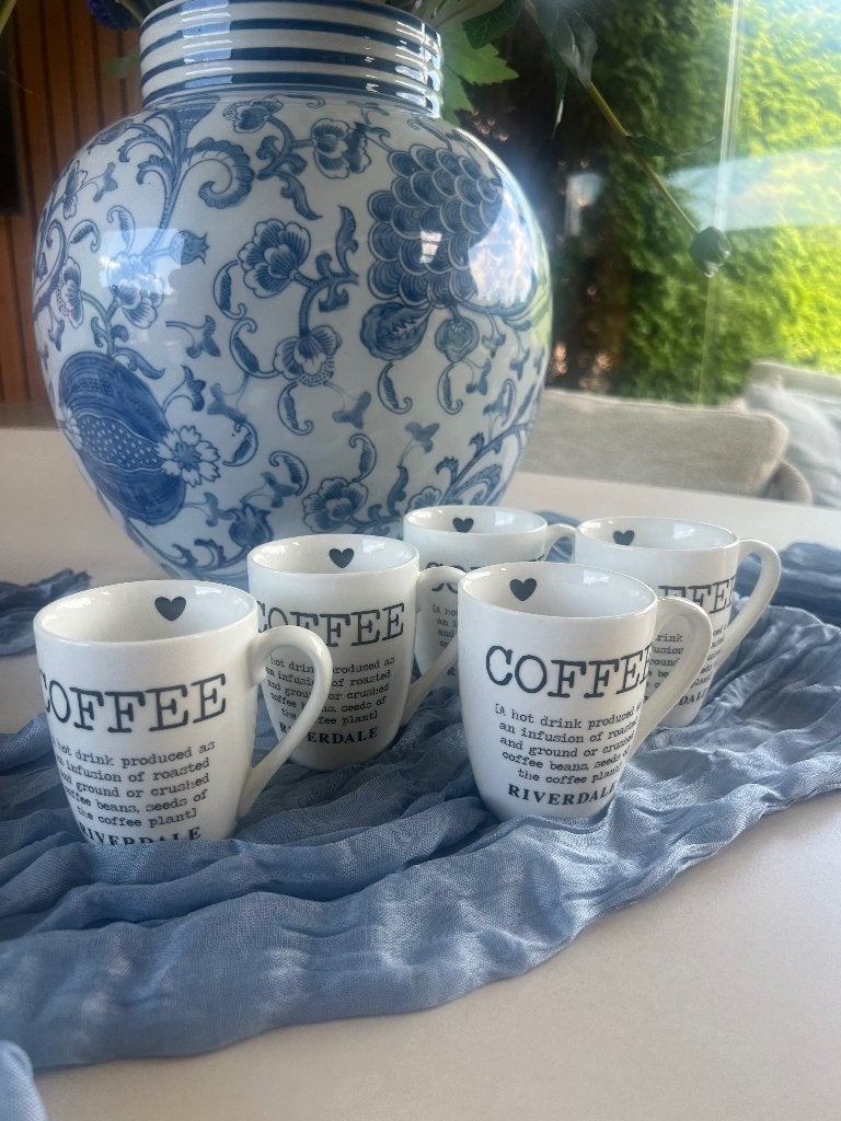 Riverdale koffie mokken, Ophalen, Gebruikt, Overige stijlen, Kop(pen) en/of Schotel(s)