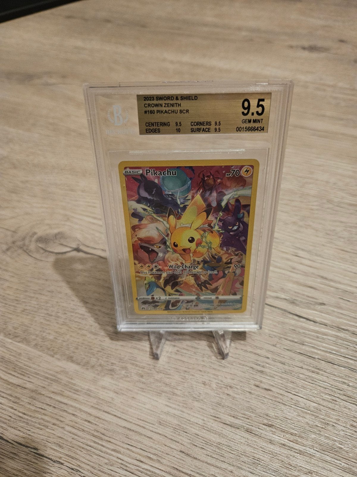 Pikachu VMAX Crown Zenith #160 SCR PSA 9.5 Gem Mint, Ophalen of Verzenden, Zo goed als nieuw, Losse kaart