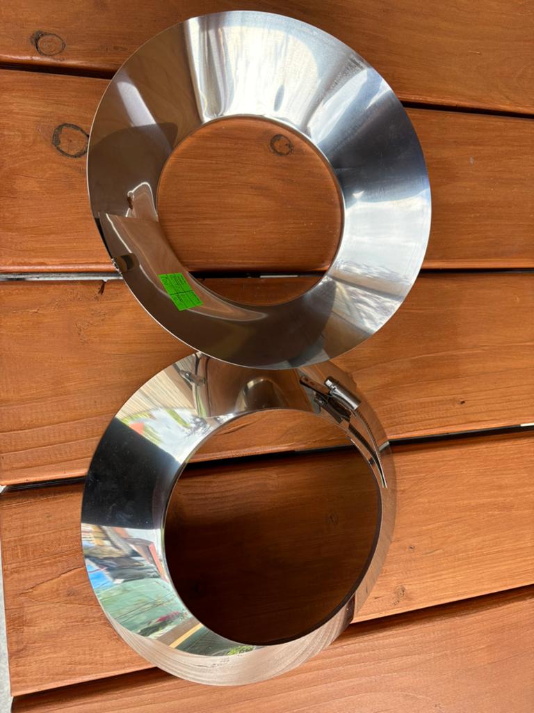 Kachelpijp stormkraag/Rozet 100 mm diameter 2x, Ophalen, Hout, Houtkachel