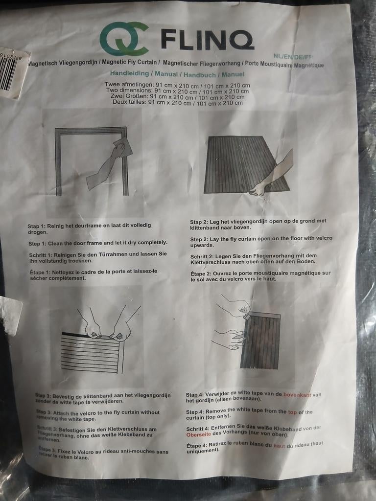 Vliegengordijn, Ophalen, 80 tot 100 cm, Nieuw, Buitendeur