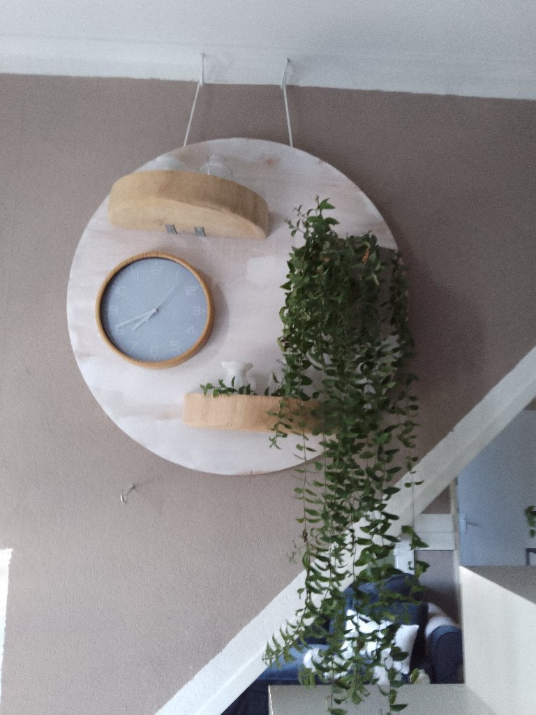 rond houten decoratie bord incl. decoratie, Ophalen, Gebruikt, Hout, Handgemaakt
