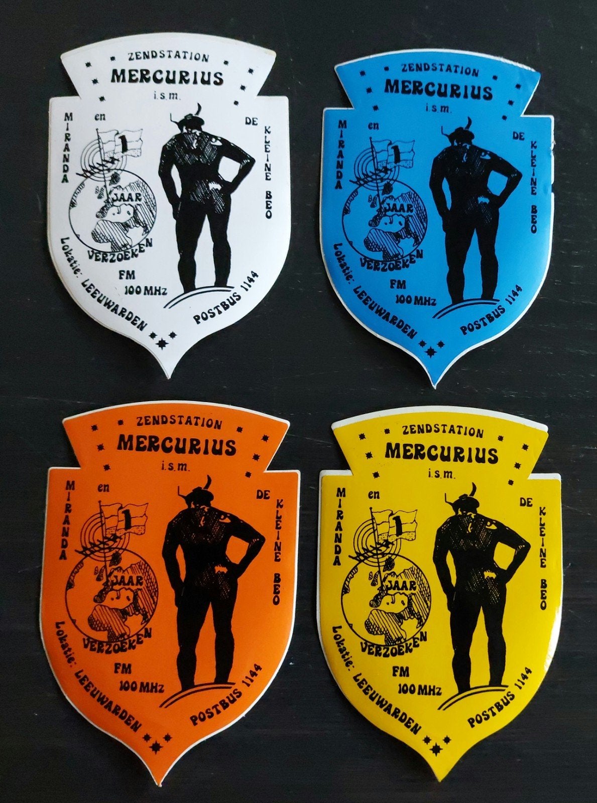 4 stickers Mercurius Miranda Kleine Beo Leeuwarden piraat, Ophalen of Verzenden, Gebruikt
