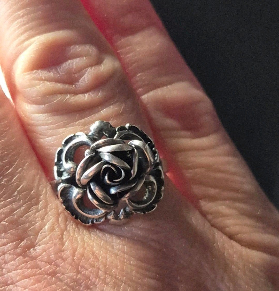 Zilveren TEKA 925 ring met roos design maat 20, Verzenden, Zilver, Zilver, Dame
