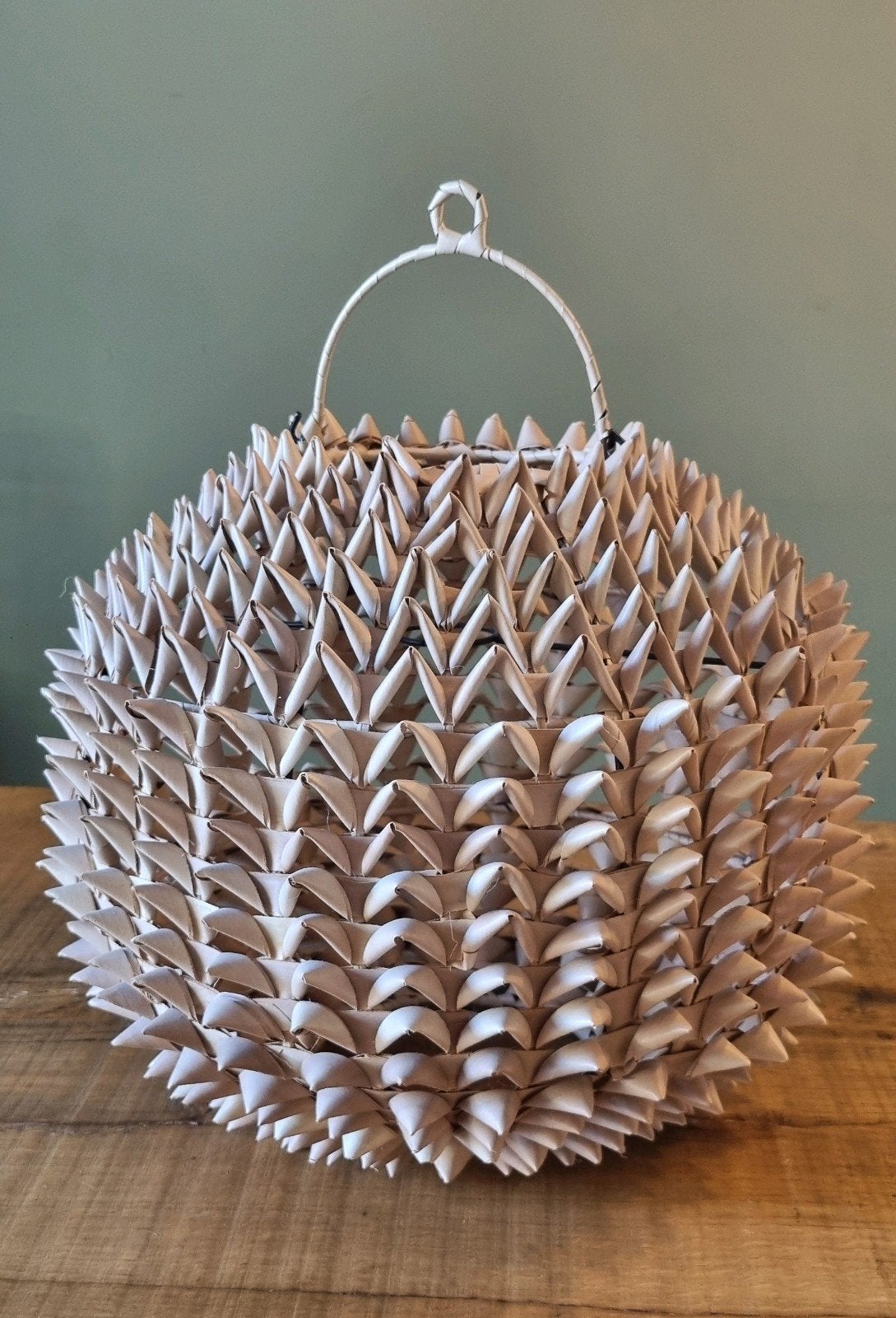 Prachtige hang lamp Bali, Ophalen of Verzenden, Nieuw, Beige, Rond