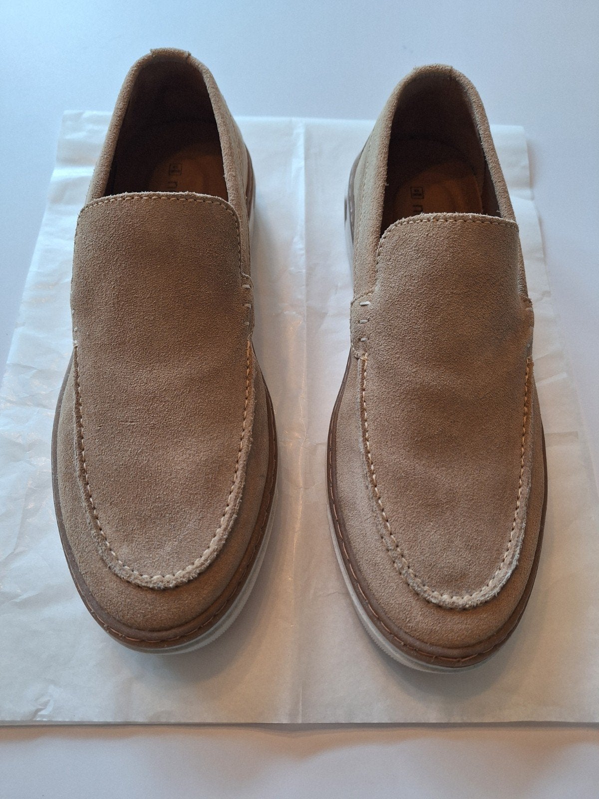 Manfield suède Loafers No Stress Beige Maat 41 heren, Loafers, Manfield, Overige kleuren, Nieuw