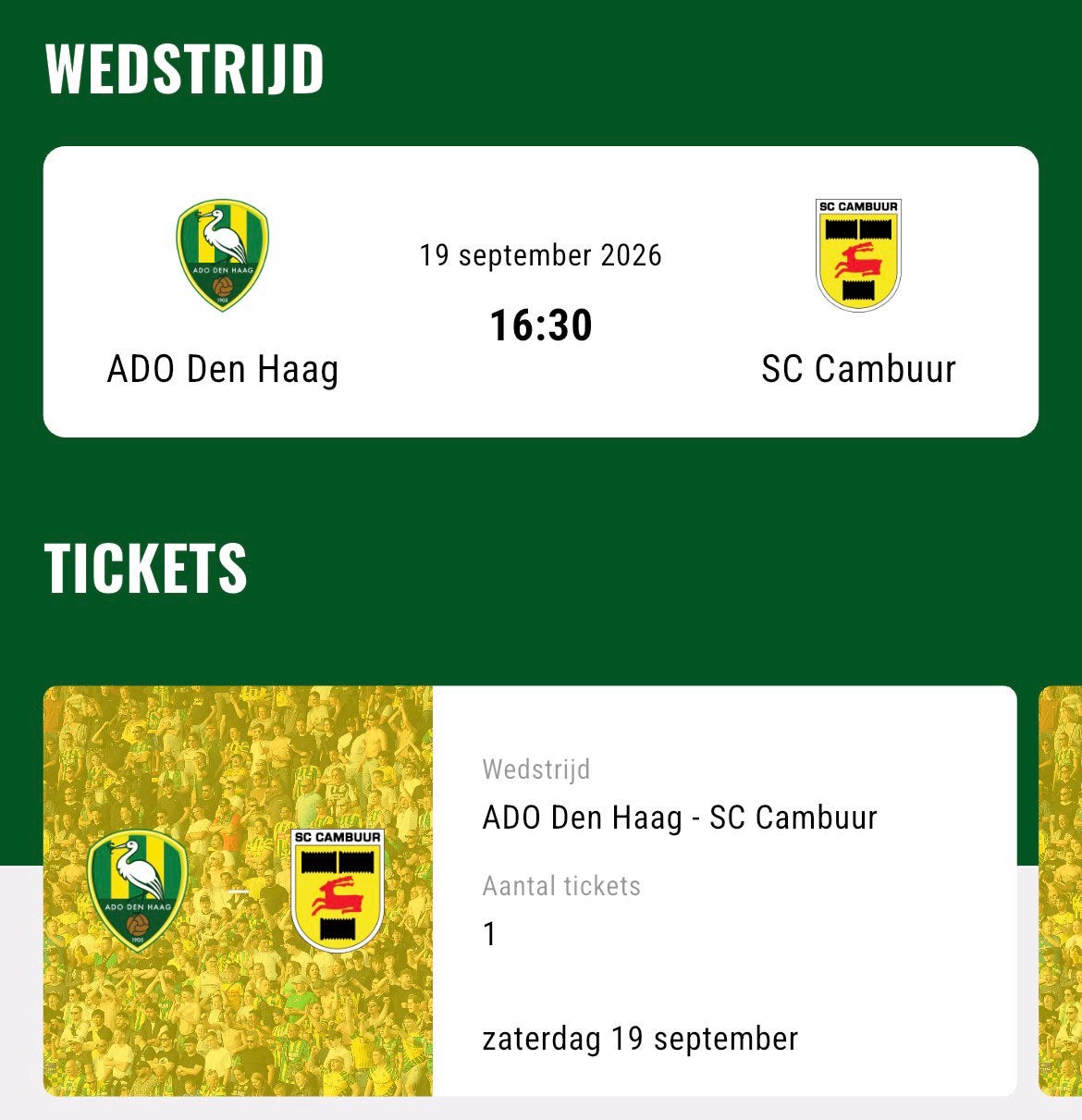 ADO-cambuur 19 september vak D, Eén persoon, Overige soorten, Overige typen