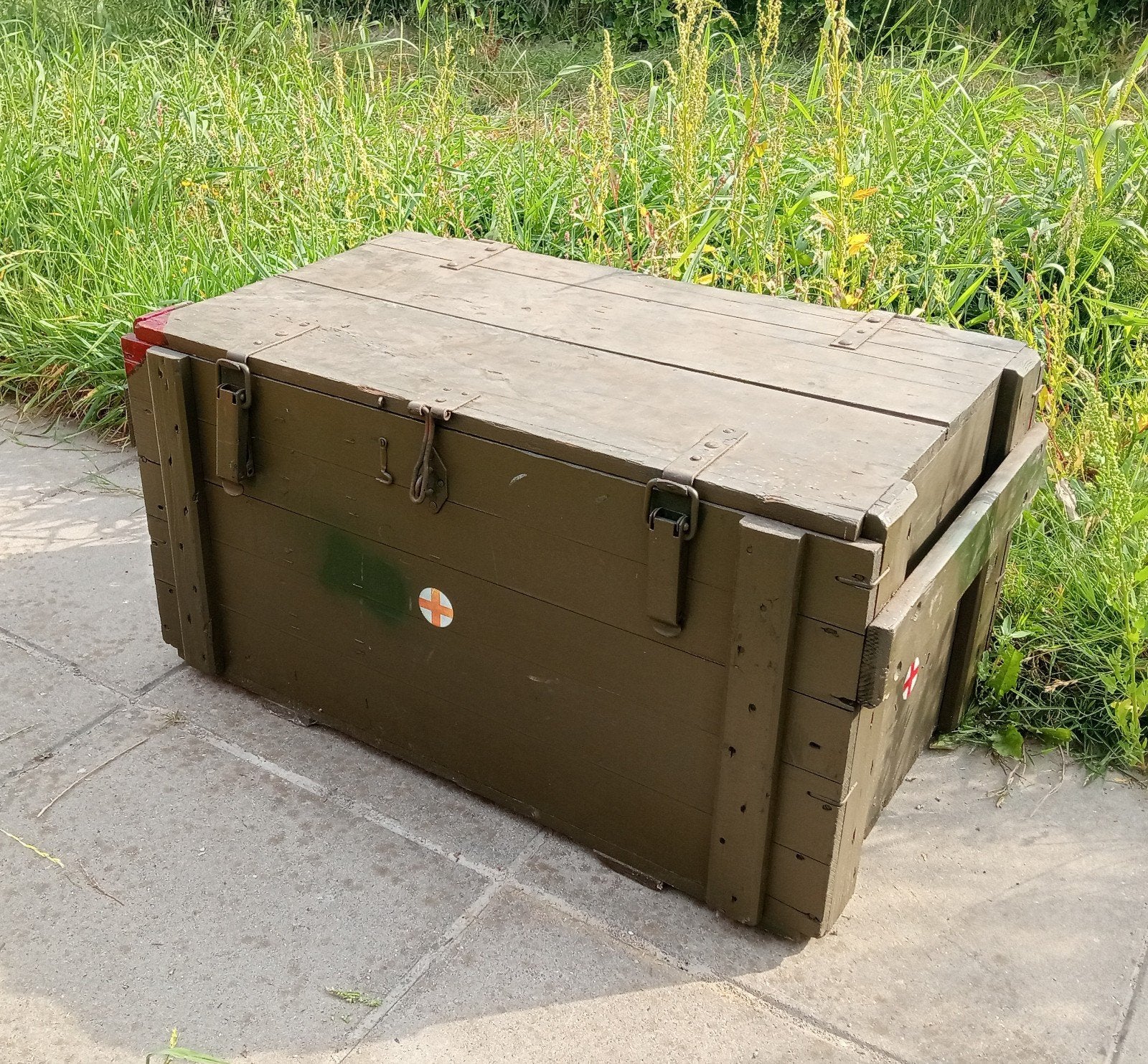 Mooie grote legerkist / opbergkist, Ophalen, Minder dan 50 cm