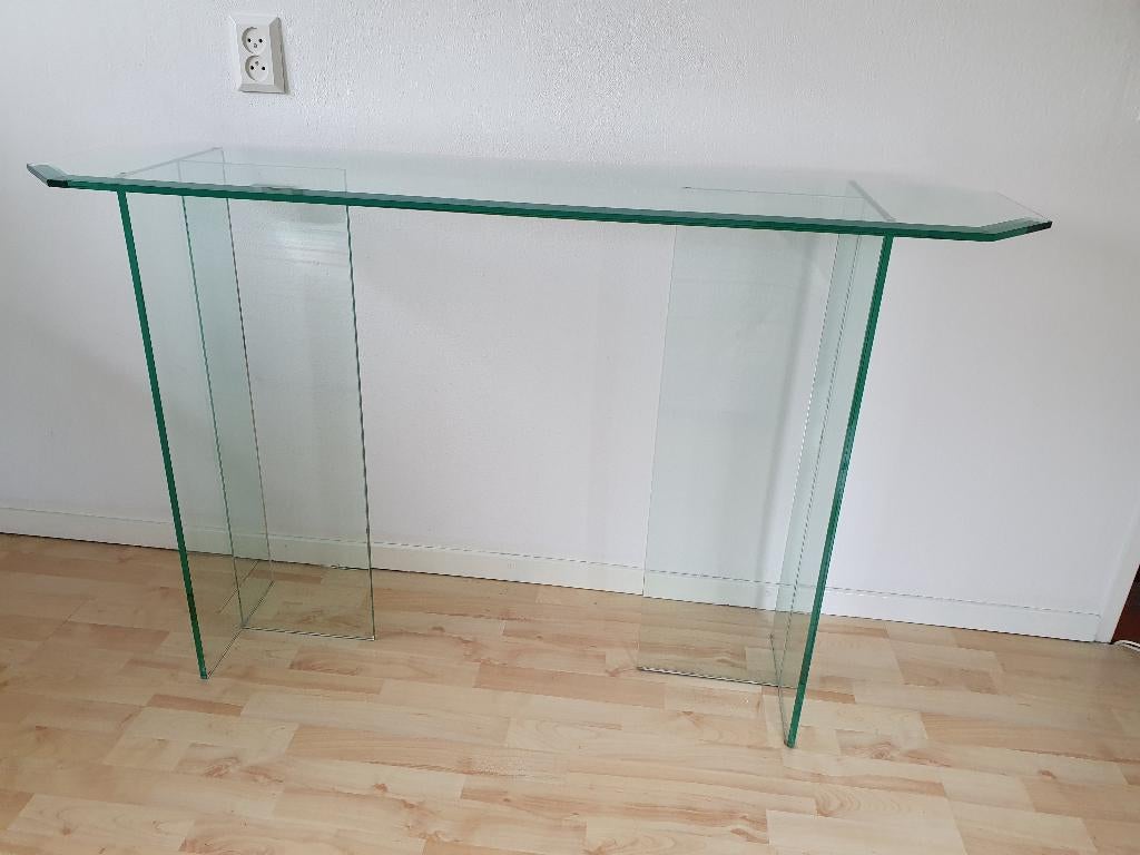 glazen side tafel, Ophalen, Wit, Glas, Klassiek