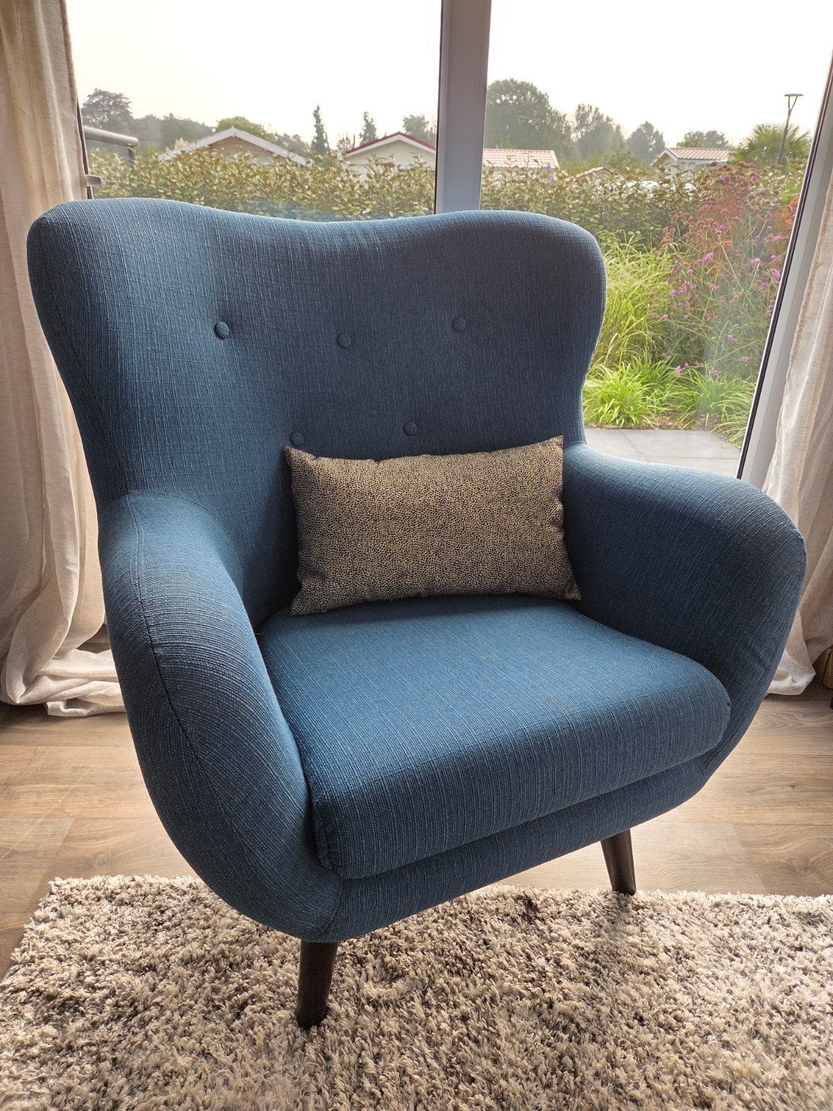 fauteuil petrol, Huis en Inrichting, Ophalen, Minder dan 75 cm, Zo goed als nieuw, 75 tot 100 cm