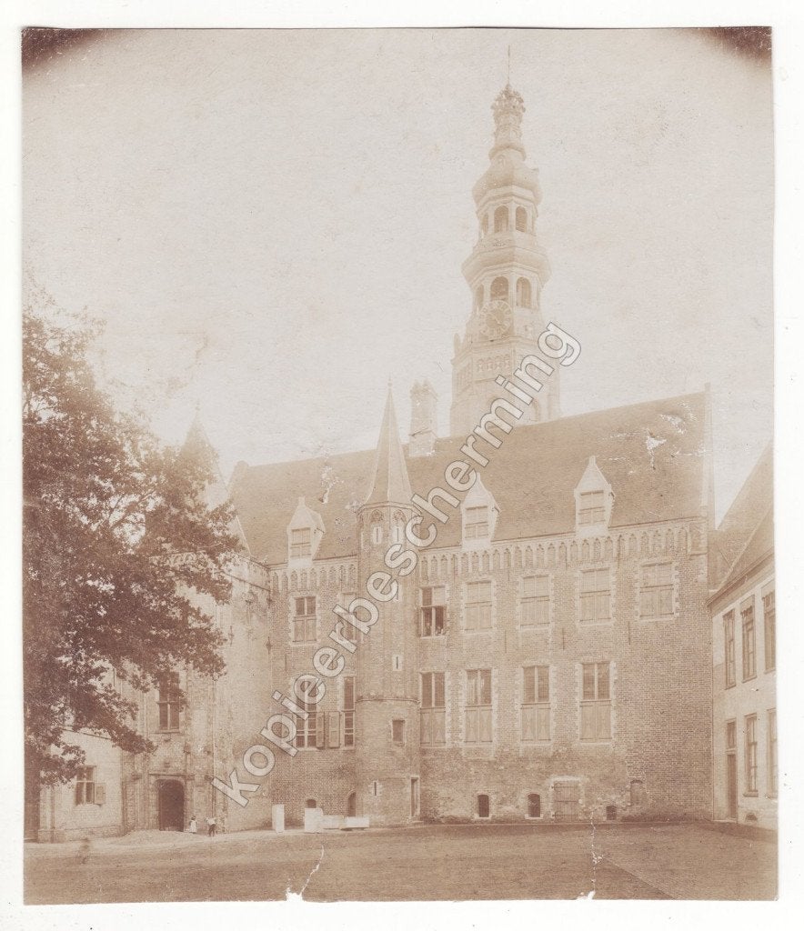 Middelburg binnenplaats abdij Lange Jan oude foto details, Gebruikt, Verzenden, Foto, Gebouw