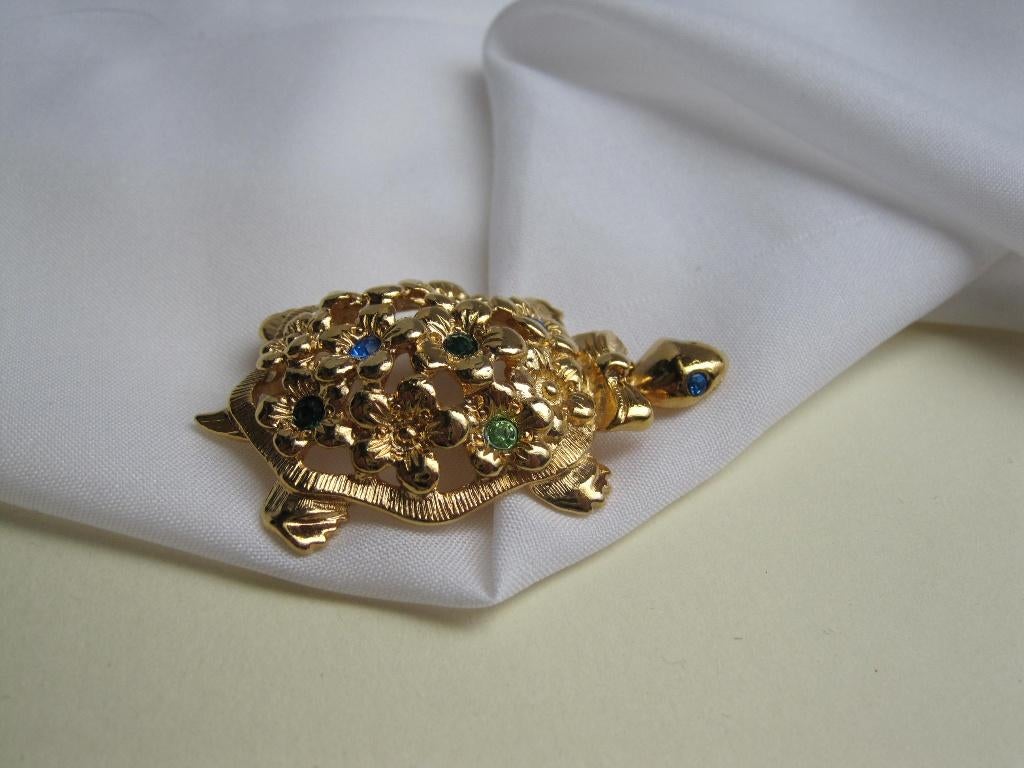 Broche Avon schildpad, Sieraden, Tassen en Uiterlijk, Broches, Met kristal, Overige materialen, Overige kleuren, Verzenden