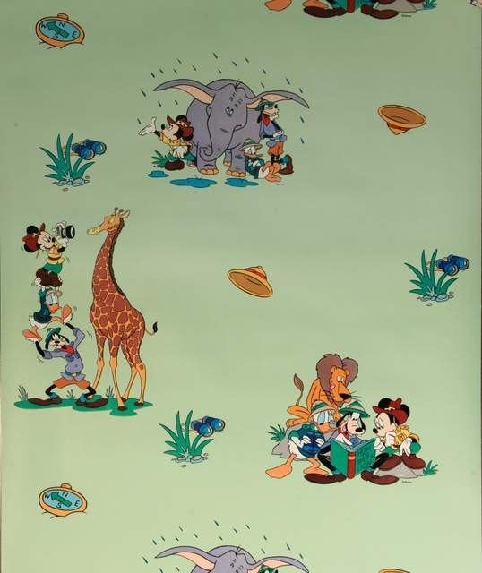 12555 Vintage Disney kinderbehang met Donald en Mickey swiet, Verzenden, Minder dan 10 m²