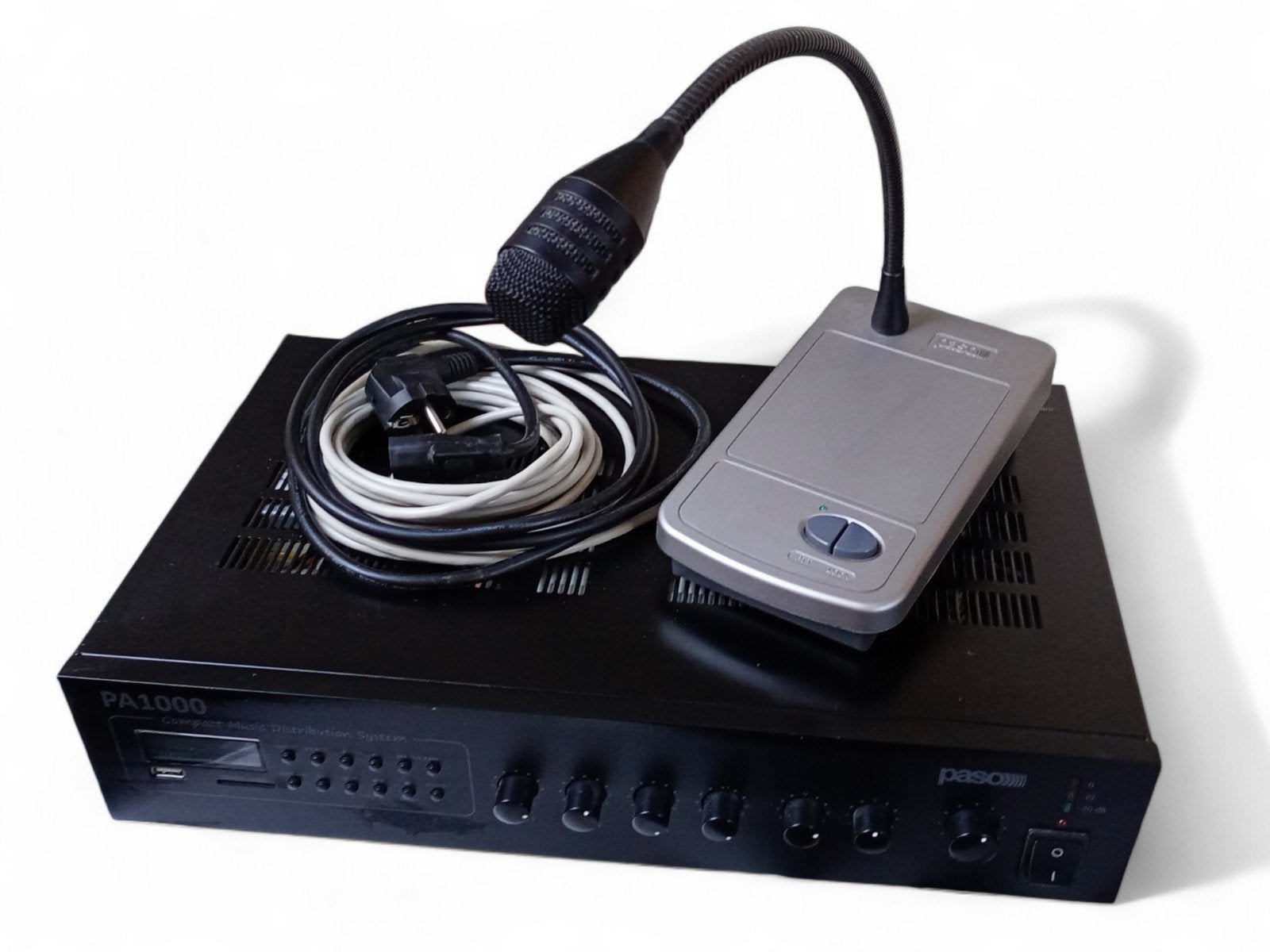 Paso PA1240 Compact Muziek Distributie Systeem met microfoon, Audio, Tv en Foto, Versterkers en Receivers, Ophalen