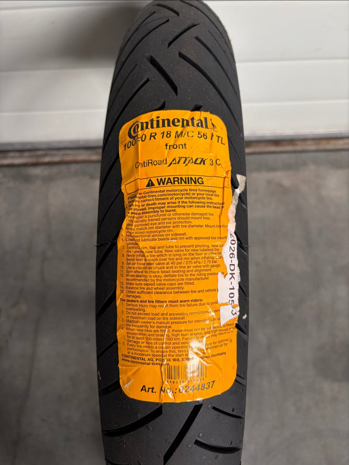 Continental ContiRoadAttack 3 CR 100/90 R18 56H voorband, Continental-Plaza 1 30175 Hannover, Nieuw, Ophalen of Verzenden, Mail_service@conti.de