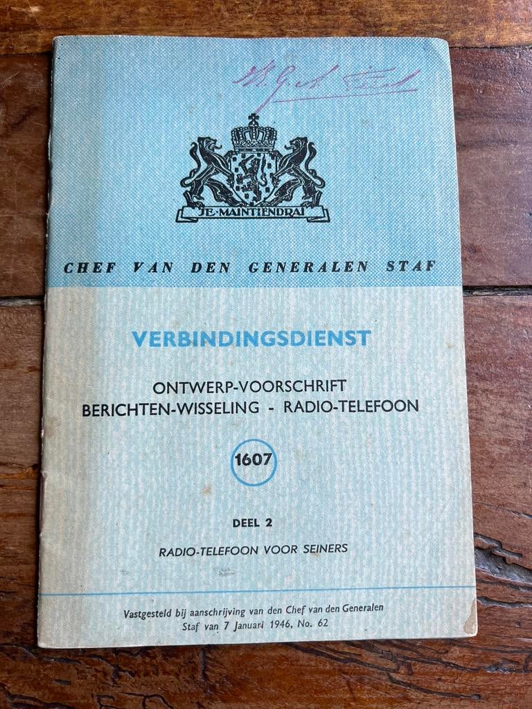 Nederlands KNIL KL voorschrift radio telefoon seiners 1946, Ophalen of Verzenden, Nederland, Boek of Tijdschrift