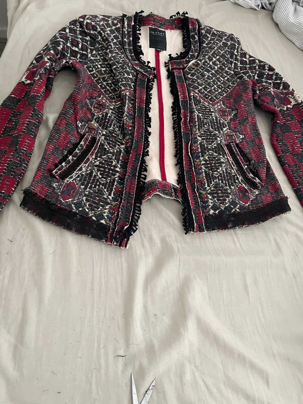 10 FEET Jasje met patroon en pailletten - Maat XS, Ophalen of Verzenden, Zo goed als nieuw, Maat 34 (XS) of kleiner, Rood