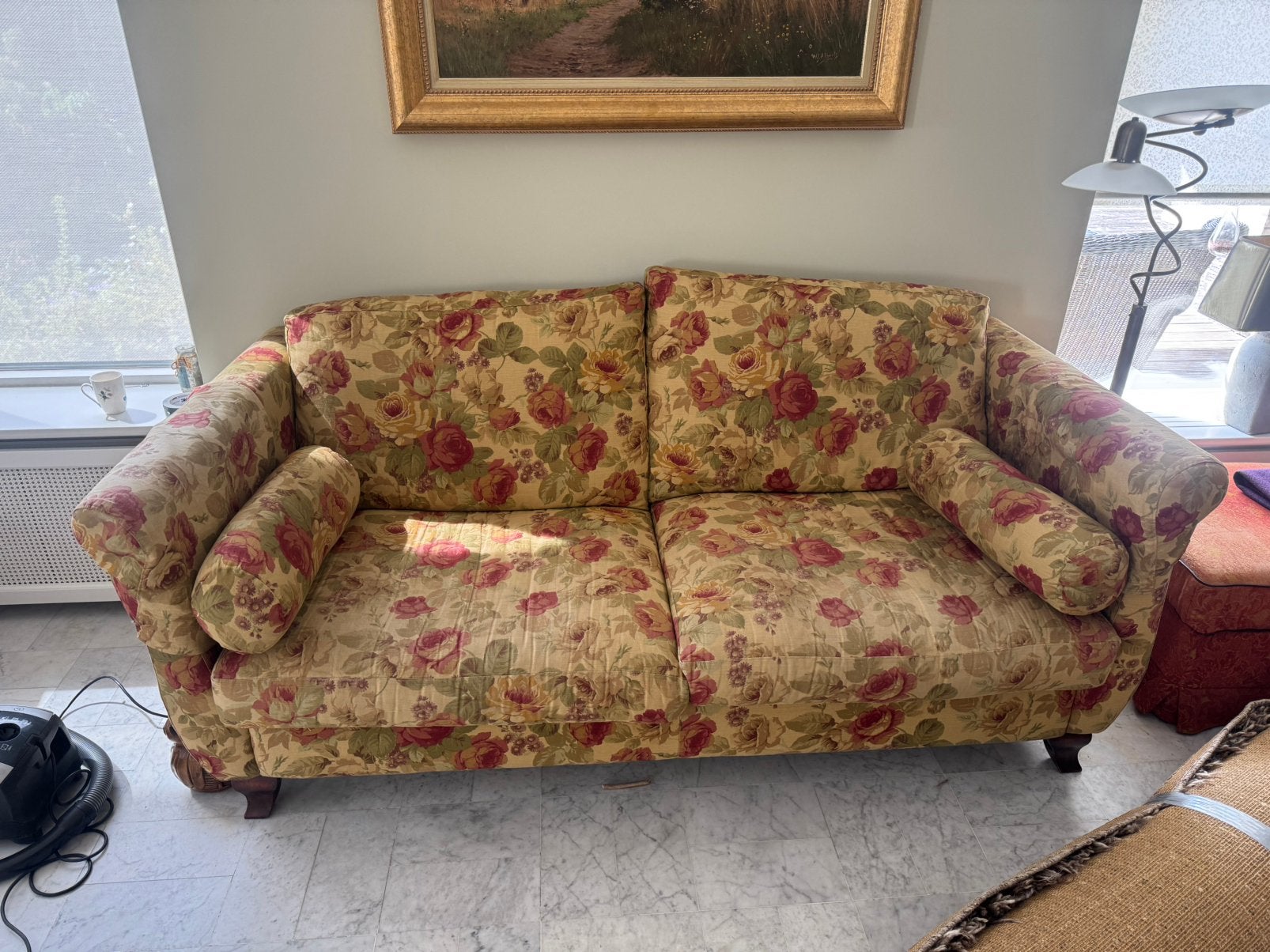 Bank, bloemen bank, Huis en Inrichting, Banken | Sofa's en Chaises Longues, Ophalen, Zo goed als nieuw