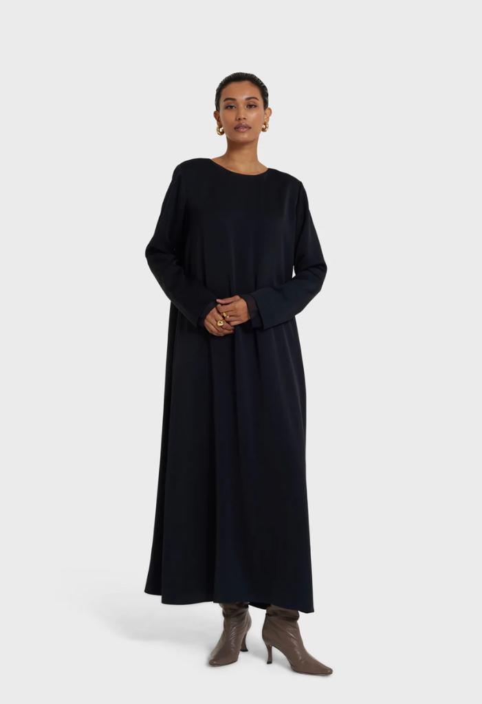 Merrachi satin Abaya, Kleding | Dames, Jurken, Zwart, Nieuw, Ophalen of Verzenden, Maat 36 (S)