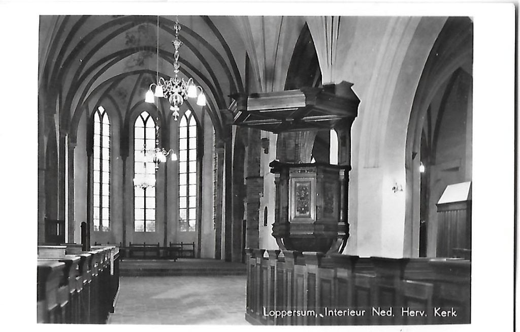 Loppersum interieur ned herv kerk ansichtkaart ( 5067 ), Ophalen of Verzenden, 1960 tot 1980, Ongelopen, Noord-Brabant
