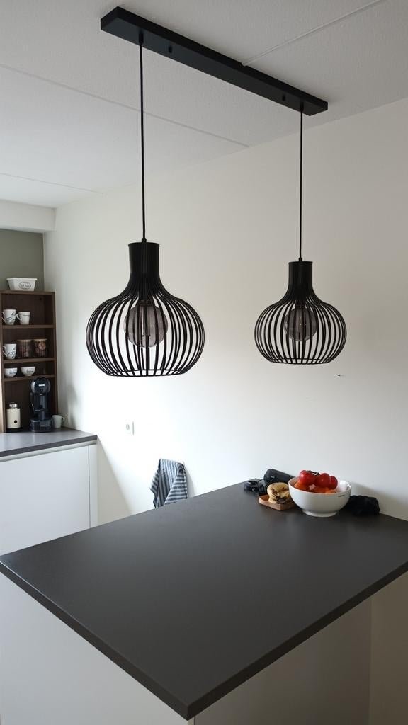 Hanglamp Daria - mat zwarte industriële look, Modern, Industrieel,met dimfunctie., Ophalen of Verzenden, Zo goed als nieuw, Metaal