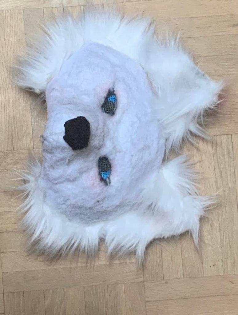 Masker witte vos, Handgemaakt, Nieuw, Ophalen of Verzenden, Wit