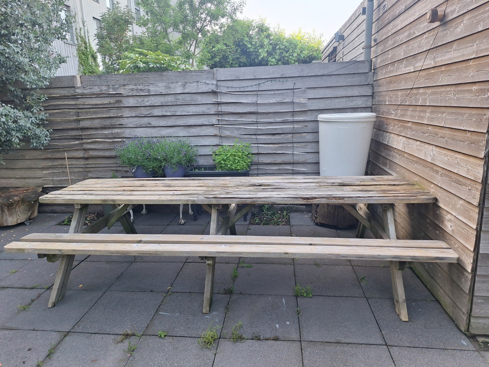 Grote picknicktafel voor 10-12 personen, Ophalen, Gebruikt, Rechthoekig, Hout