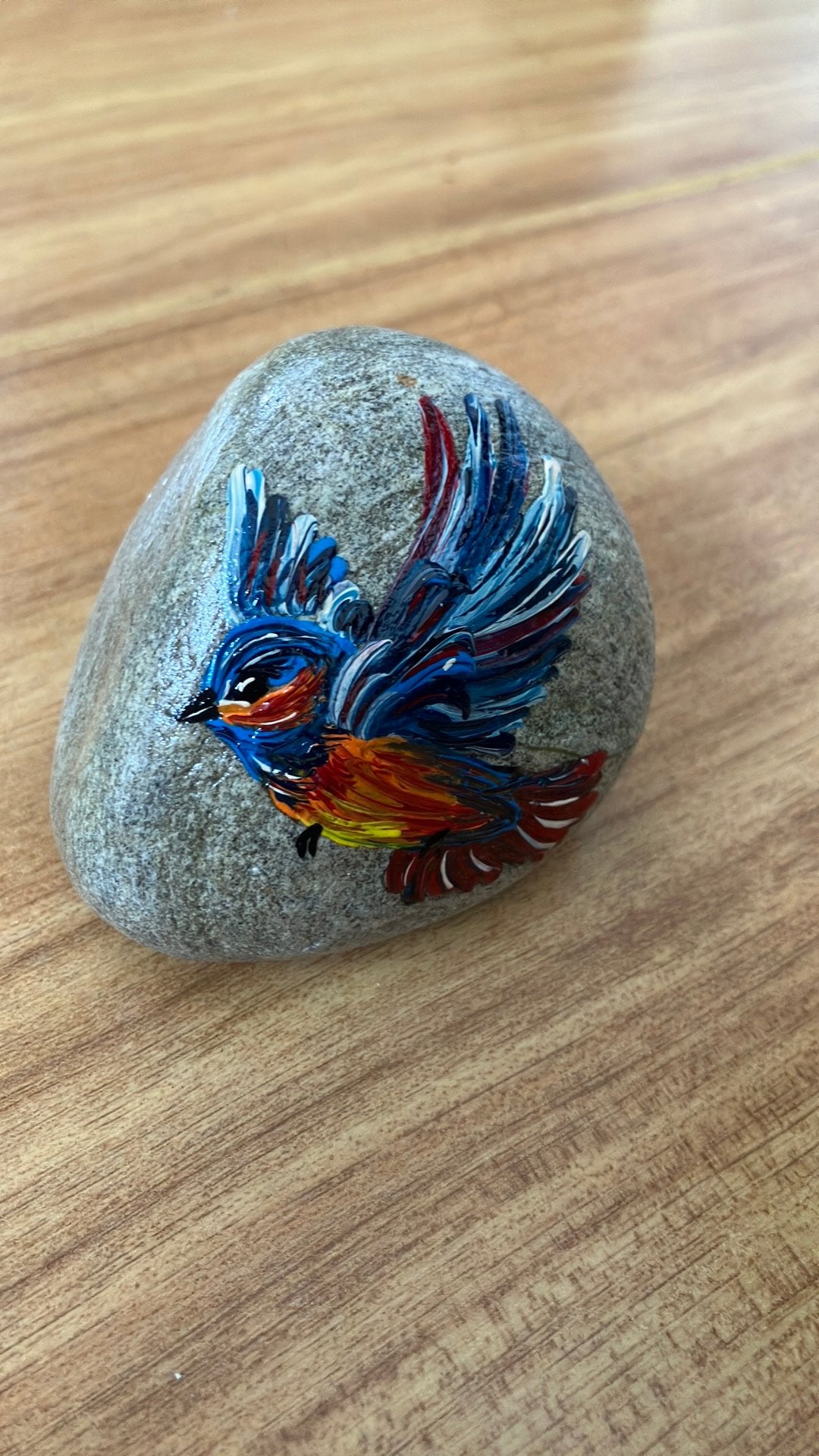 Hand beschilderde steen vogel, Ophalen of Verzenden