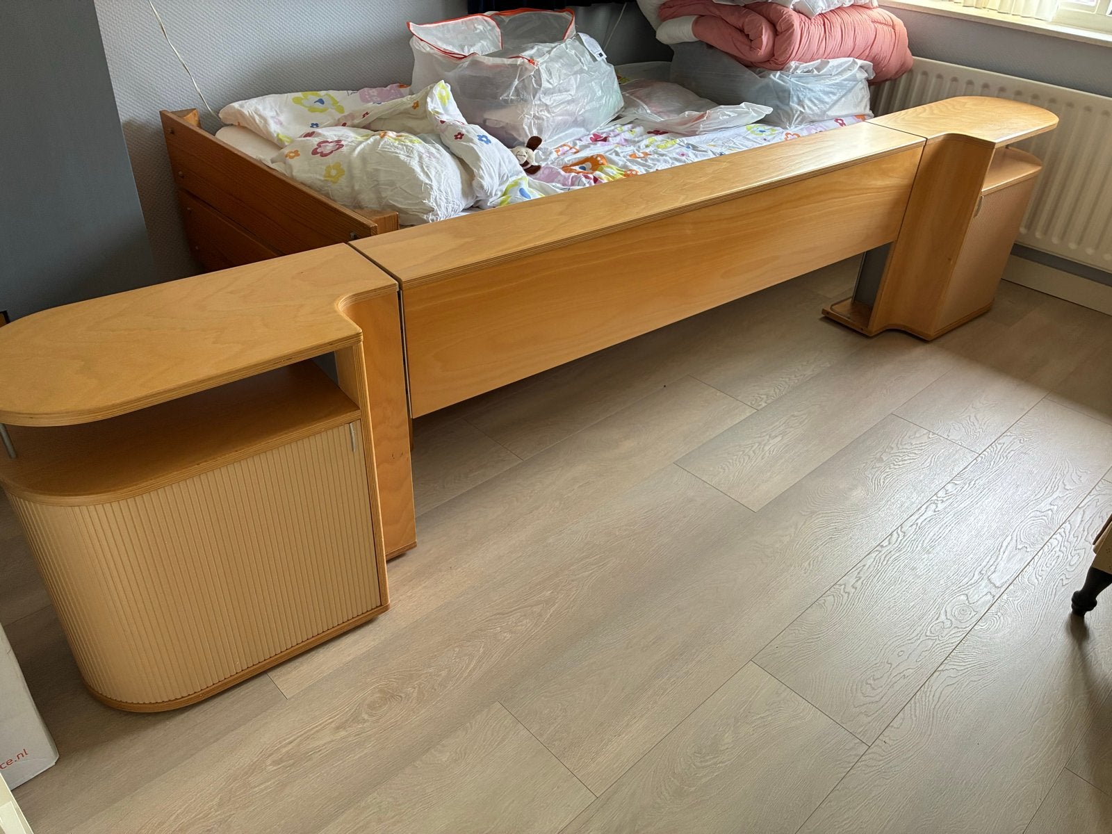 Auping auronde achterwand met nachtkastjes - 180cm, Ophalen, Gebruikt, 55 tot 70 cm, 65 cm of meer