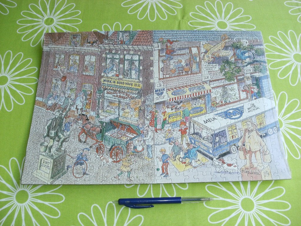 Nieuw in seal: Vintage Melk de witte motor puzzel uit 1986, Ophalen of Verzenden, Minder dan 500 stukjes, Nieuw, Legpuzzel
