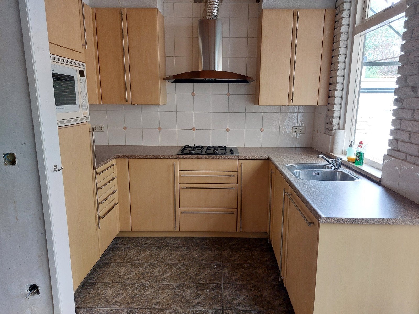 Gratis keuken inclusief apparatuur - zelf demonteren, Ophalen, Gebruikt, Bruin, Hoekkeuken