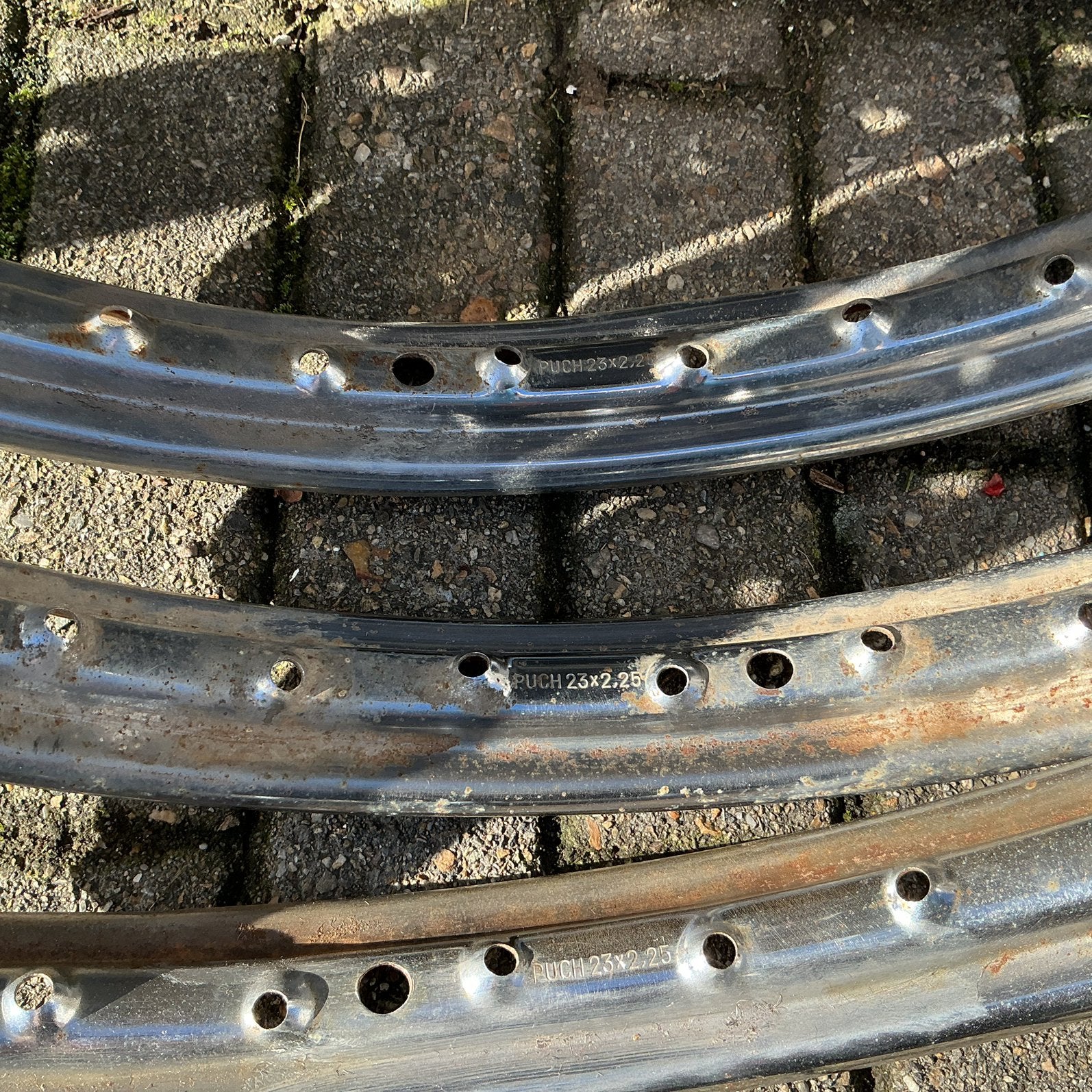 3 ORIGINELE PUCH VELGEN MET PUCH INDRUK 23X2.25 VS MS MV EA, Ophalen of Verzenden, Gebruikt, Overige typen, Puch