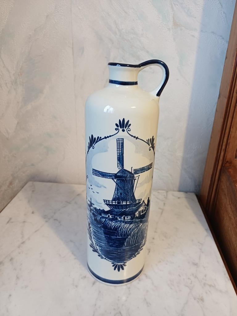 Delfts Blauwe vaas met molen decoratie - Handwerk, Antiek en Kunst, Antiek | Vazen, Ophalen of Verzenden