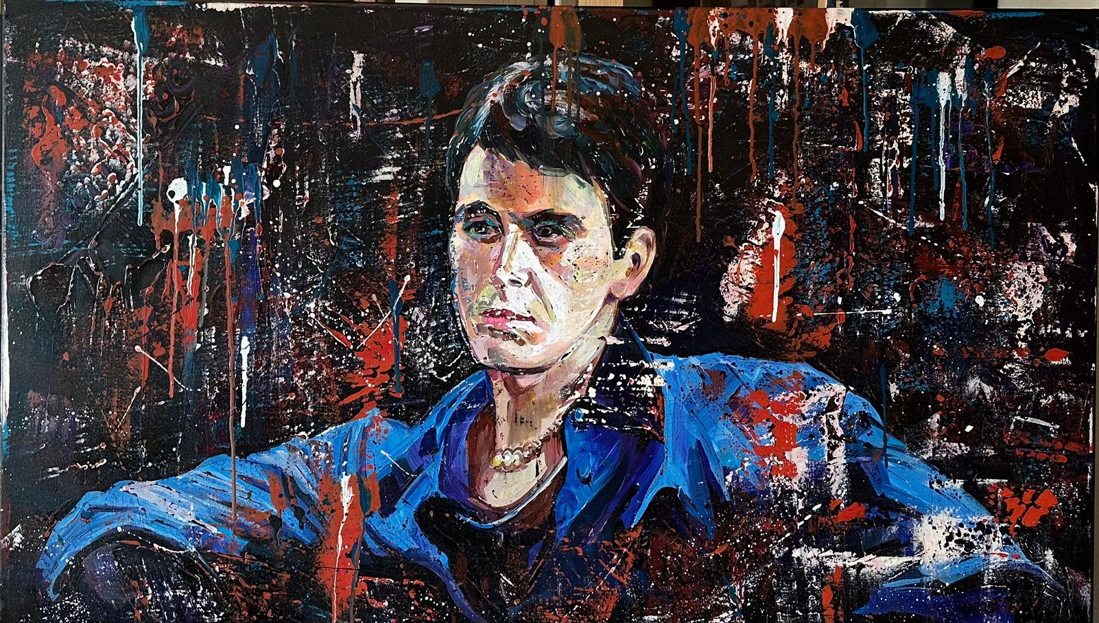 Alex L- Scarface- Tony Montana- Handgeschilderd (100%), Antiek en Kunst, Ophalen of Verzenden