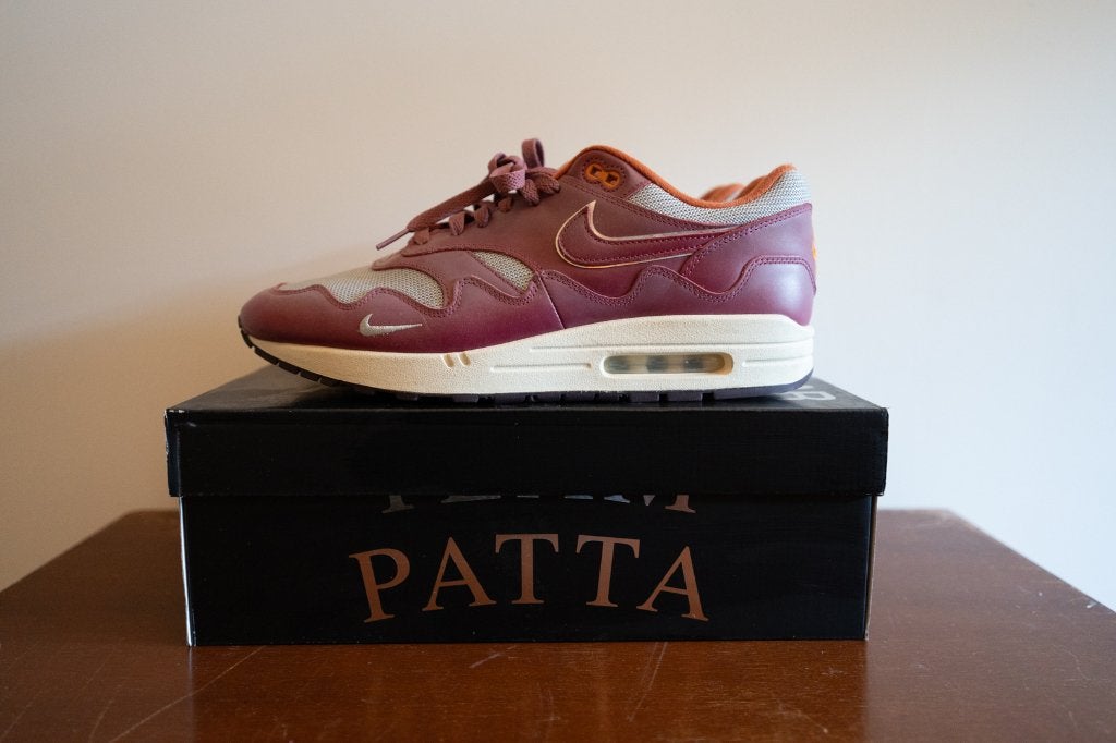 Nike Air Max 1 x Patta “Rush Maroon” (2022) | Maat 46, Overige kleuren, Nike, Ophalen of Verzenden, Sneakers of Gympen