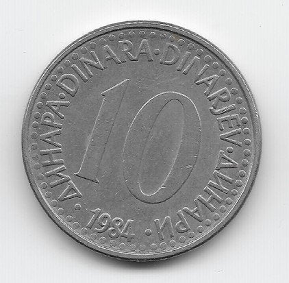 Joegoslavië 10 dinar 1984 KM# 89, Verzenden, Joegoslavië, Losse munt