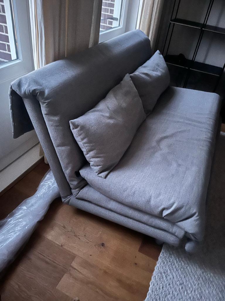 Grijze Ligne Roset slaapbank/futon, zo goed als nieuw, Ophalen, Tweepersoons, Zo goed als nieuw, 200 cm