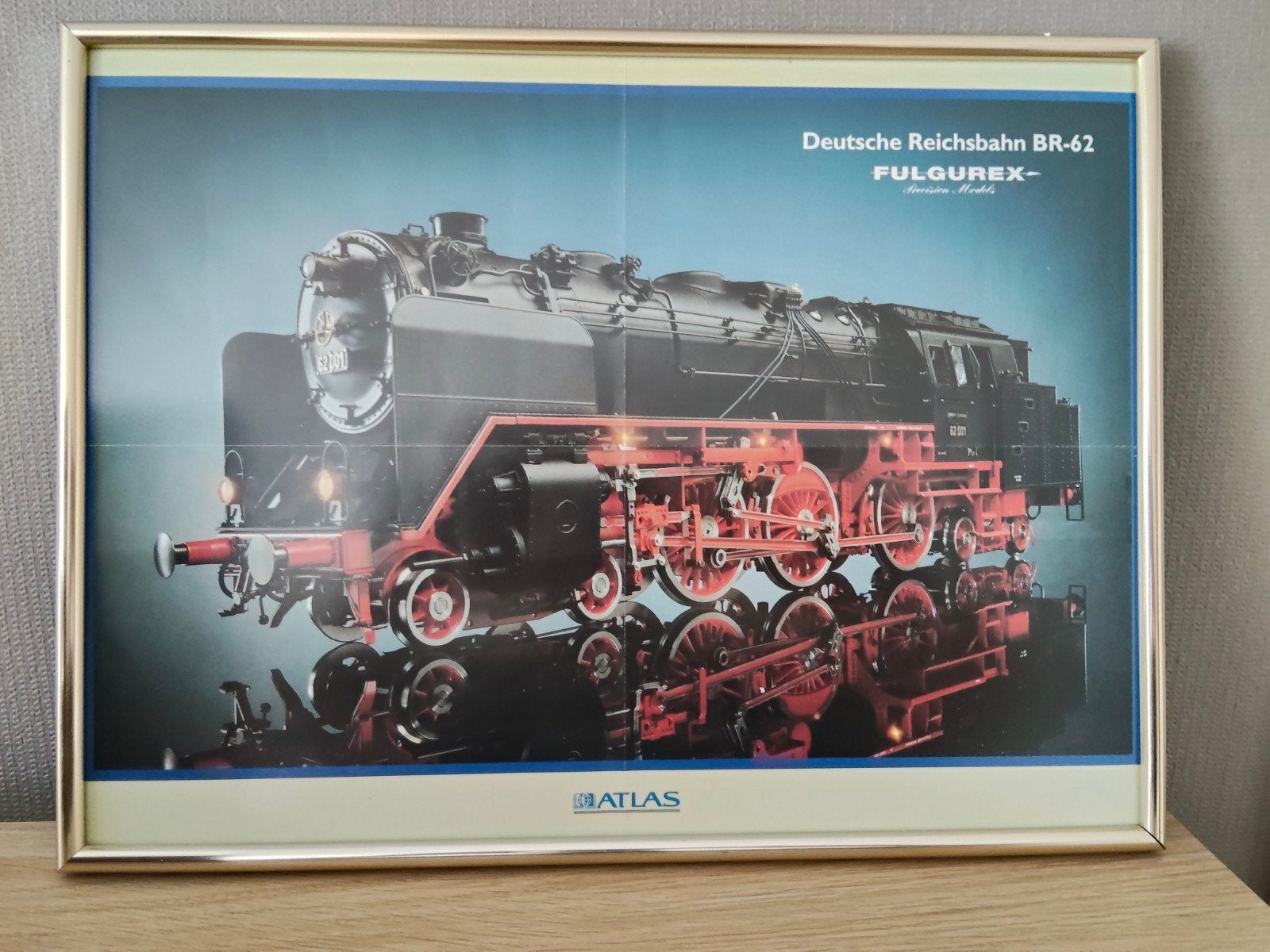 Ingelijste poster Deutsche Reichsbahn BR-62 Fulgurex, Ophalen of Verzenden, Trein, Kaart of Prent