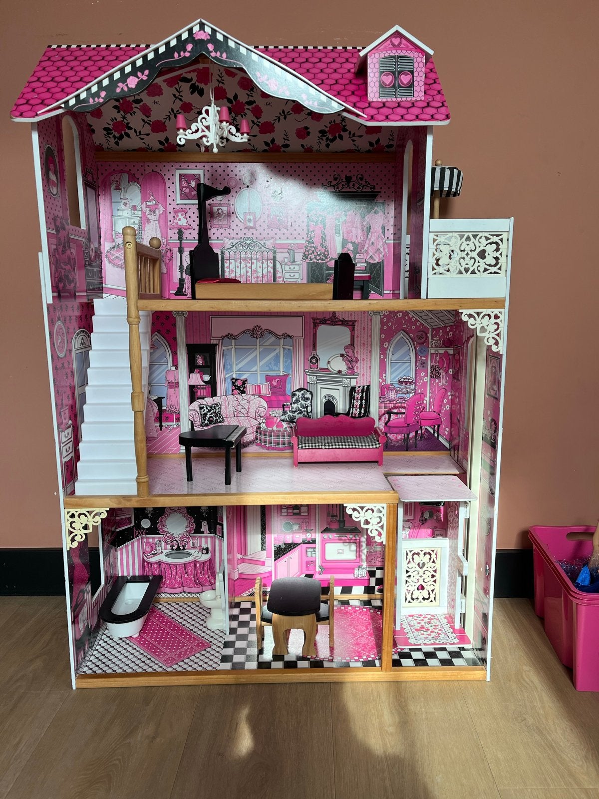Groot Poppenhuis met Meubels - 120x82 cm, Ophalen, Gebruikt, Overige typen