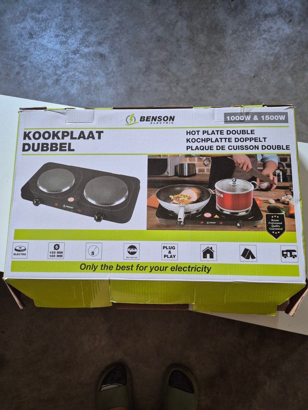 Benson Elektrische Dubbele Kookplaat - 1000W & 1500W, Witgoed en Apparatuur, Kookplaten, Ophalen, Nieuw, 3 kookzones of minder
