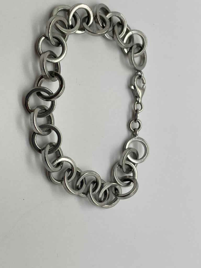 C699 Prachtige zilveren modernist armband, Sieraden, Tassen en Uiterlijk, Ophalen of Verzenden, X, Zilver, Zilver
